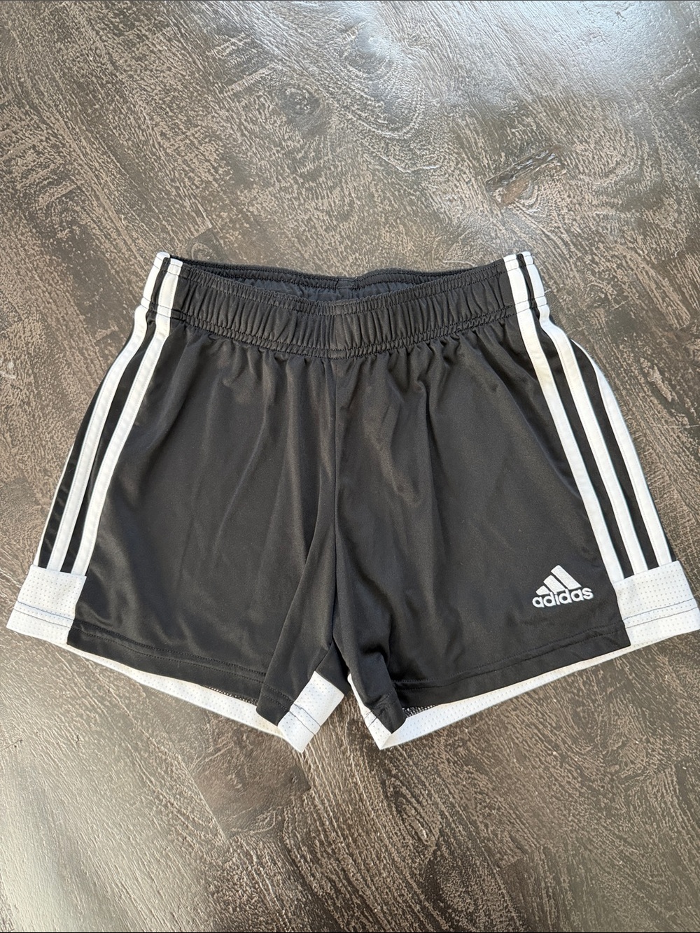 adidas Black Athletic Shorts with White Stripes